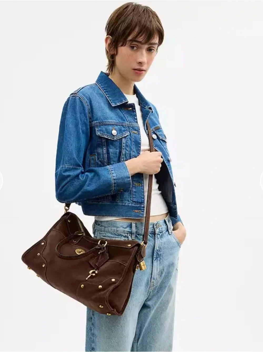 Coach Rhyder Satchel Bag 38 Chocolate Suede